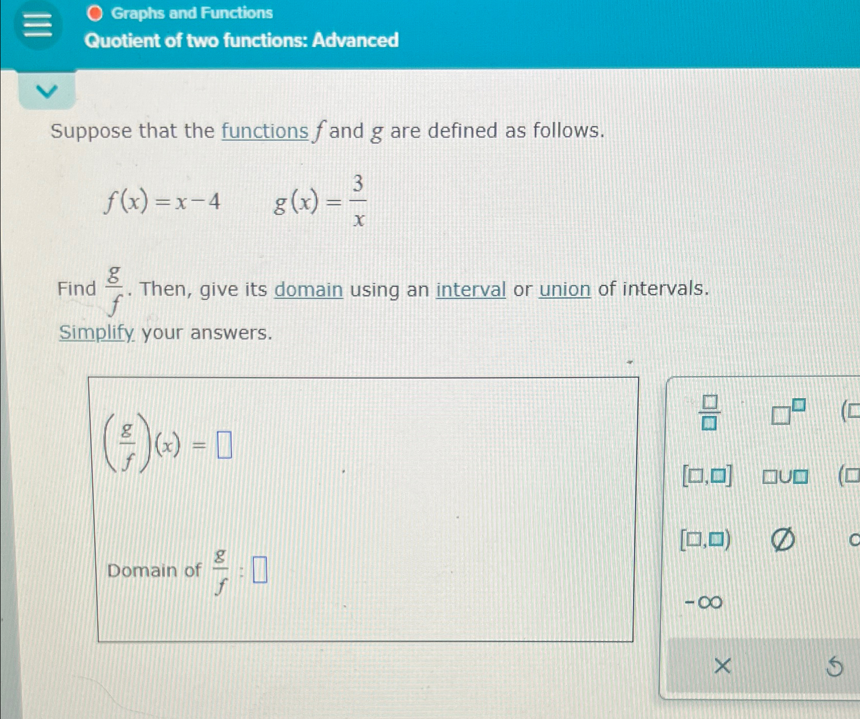 Solved Graphs and FunctionsQuotient of two functions: | Chegg.com