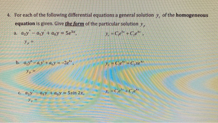 Solved 4. For each of the following differential equations a | Chegg.com