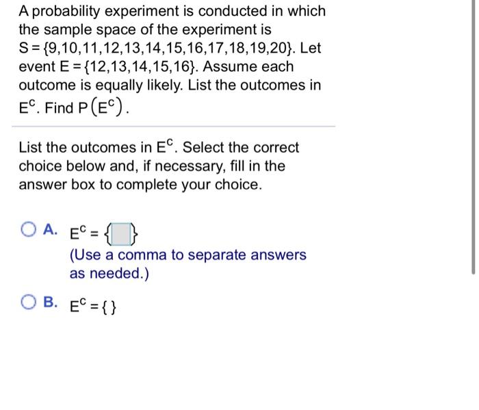 Solved A probability experiment is conducted in which the | Chegg.com