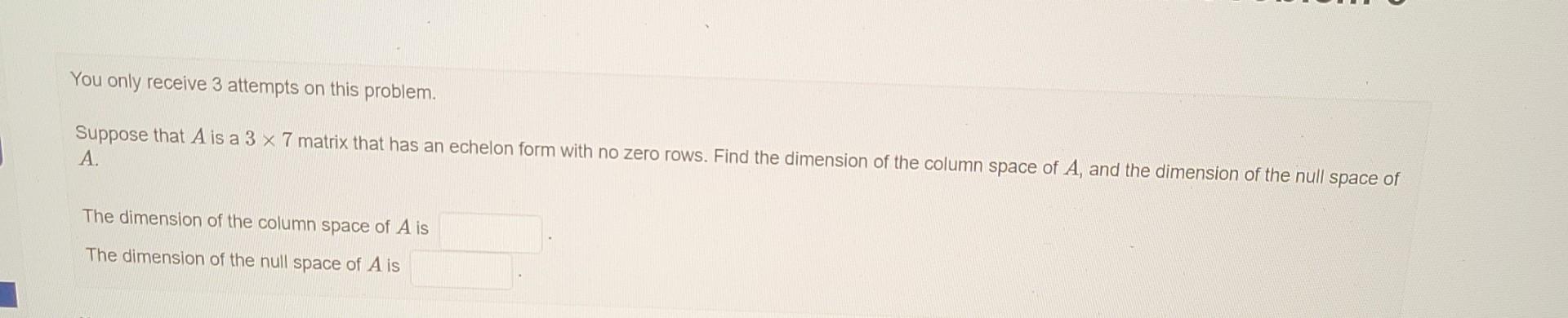 Solved You only receive 3 attempts on this problem. Suppose | Chegg.com