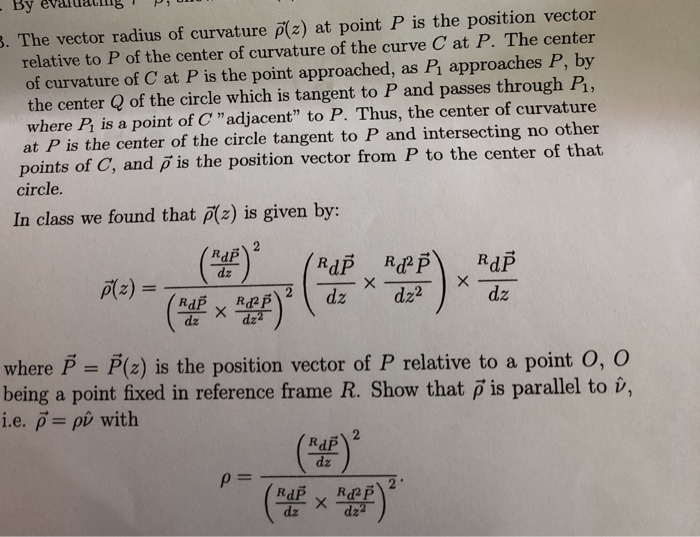 3 The Vector Radius Of Curvature Plz At Point P Chegg Com