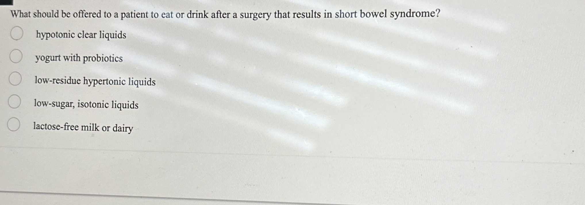 Solved What should be offered to a patient to eat or drink