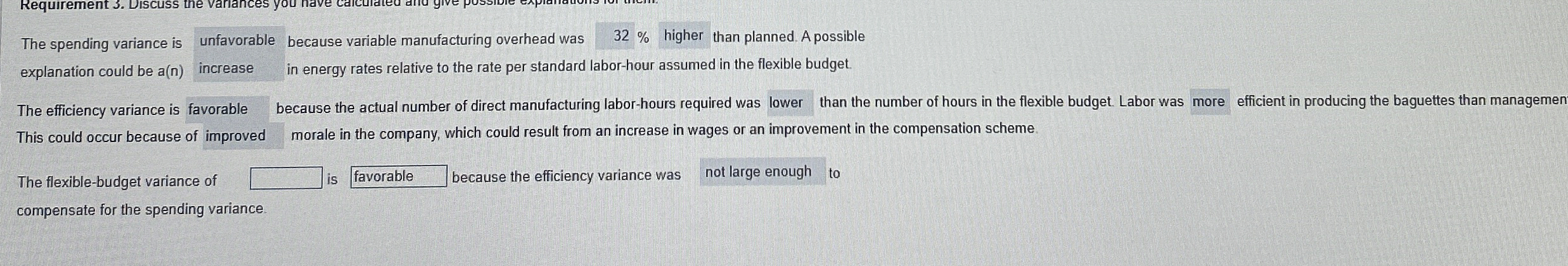 Solved The spending variance is ﻿because variable | Chegg.com