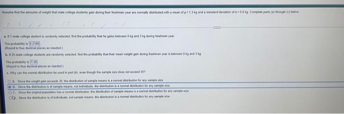 Solved Assume that the amounts of weight that male college | Chegg.com