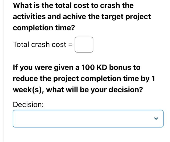 Solved If you want to reduce the project completion time by | Chegg.com