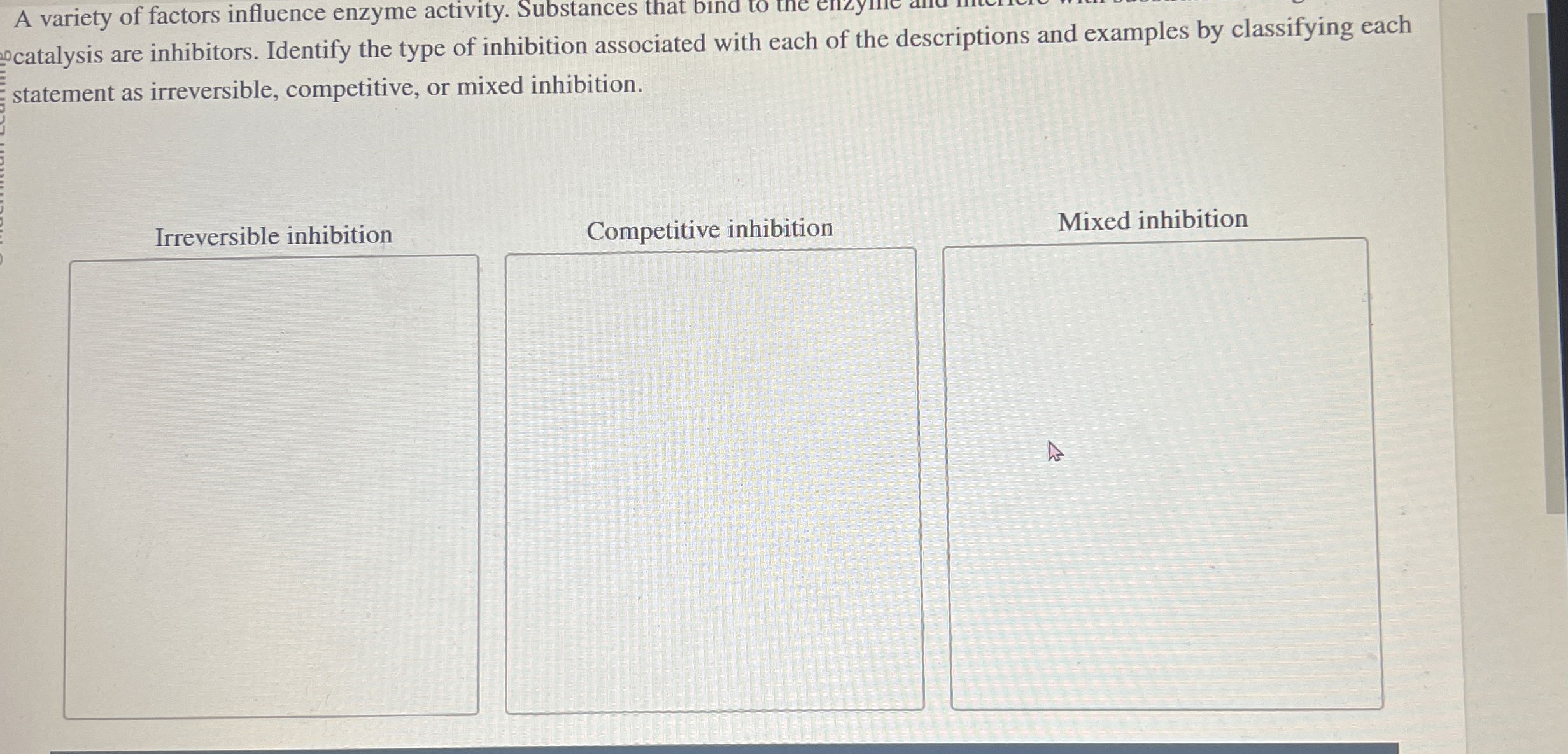 Solved catalysis are inhibitors. Identify the type of