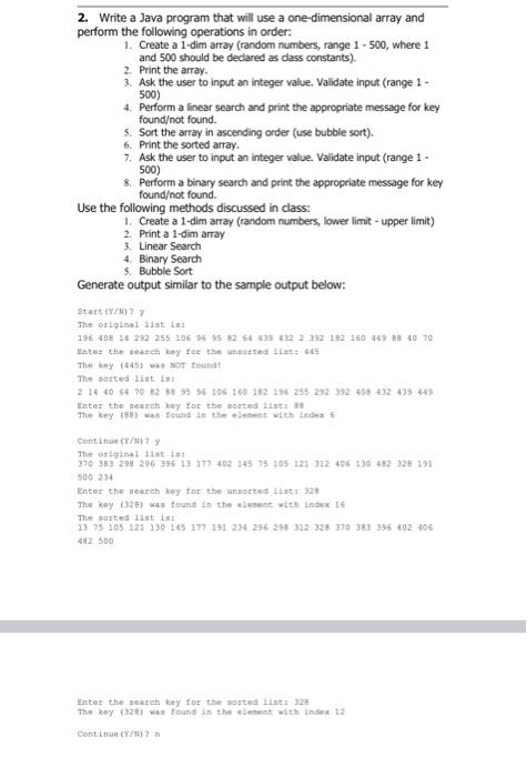 Solved 2. Write a Java program that will use a | Chegg.com