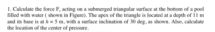 Solved 1. Calculate The Force F, Acting On A Submerged | Chegg.com