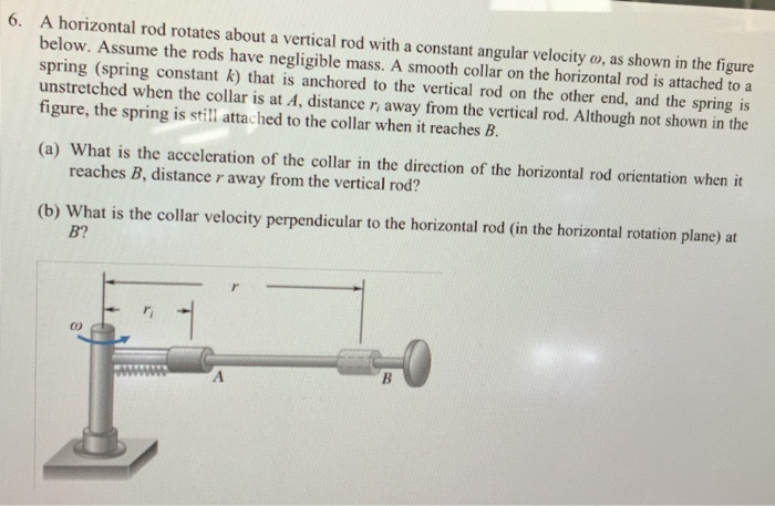 Solved 6. A horizontal rod rotates about a vertical rod with | Chegg.com