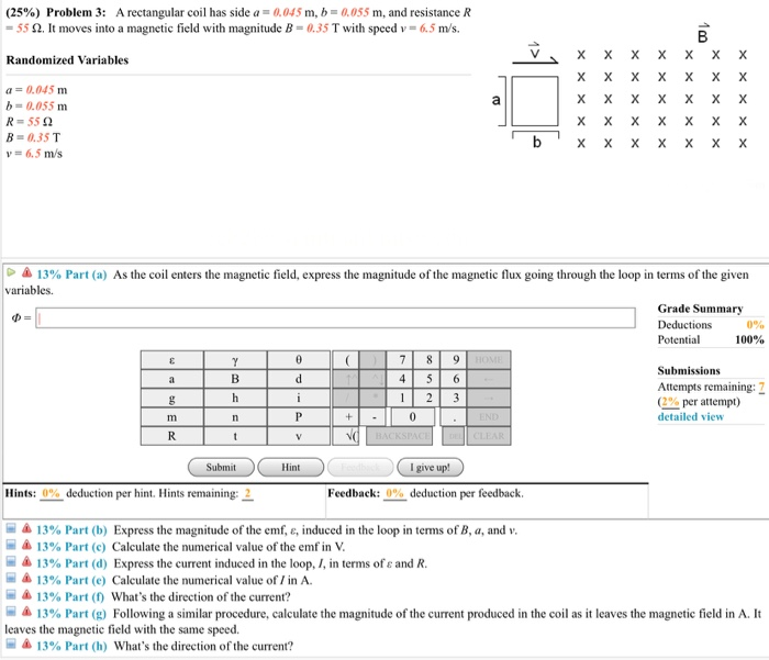 Solved 25 Problem 3 A Rectangular Coil Has Side A 0 Chegg Com