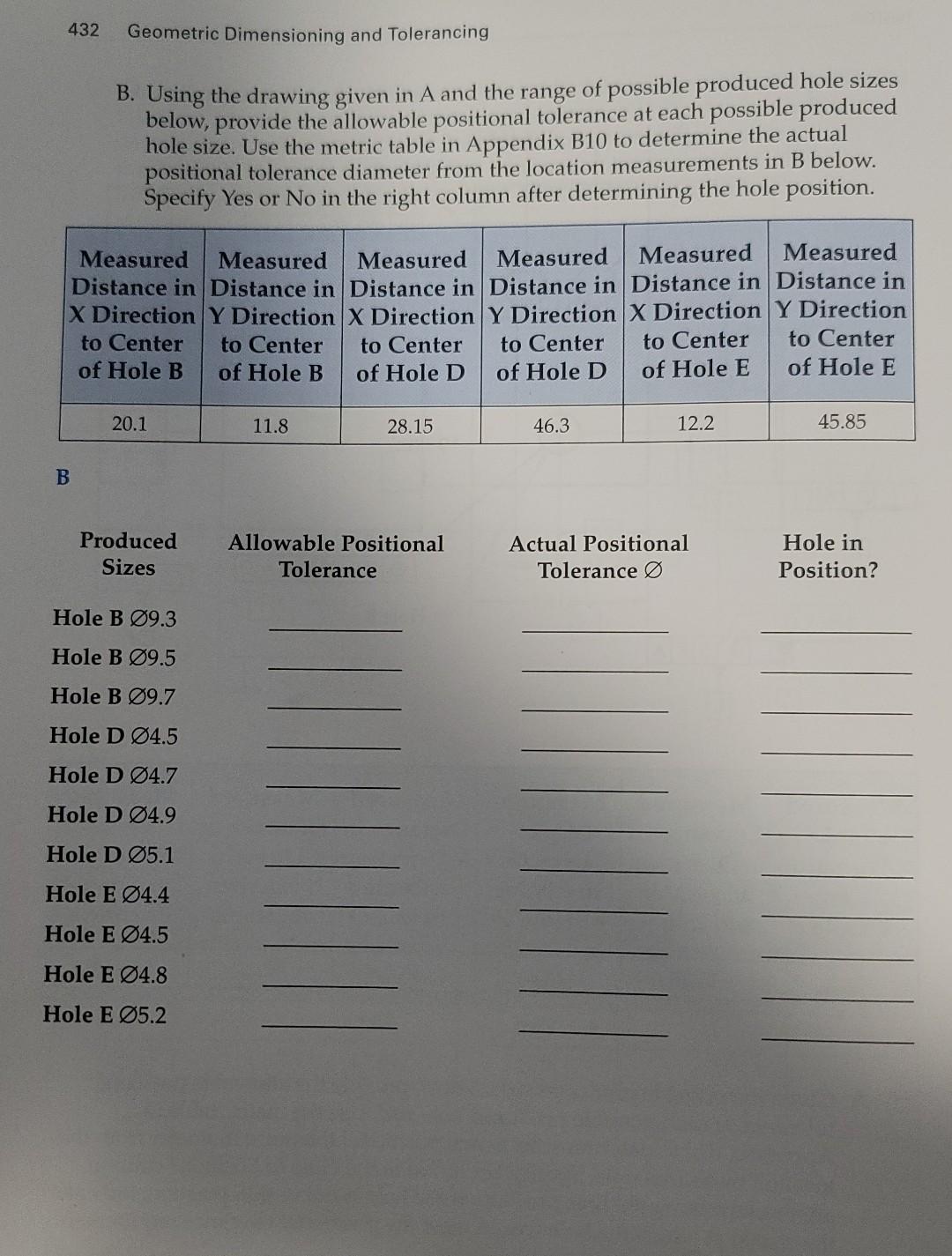 Solved 432 Geometric Dimensioning And Tolerancing B. Using | Chegg.com