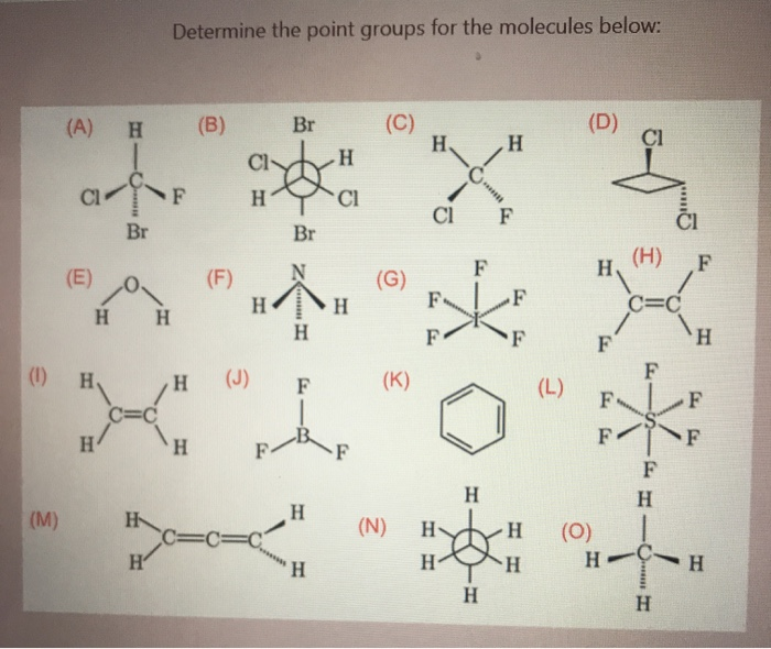 Solved Determine The Point Groups For The Molecules Below Chegg Com