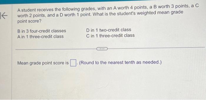 Solved A student receives the following grades, with an A | Chegg.com