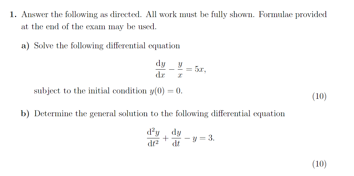 Solved Answer the following as directed. All work must be | Chegg.com