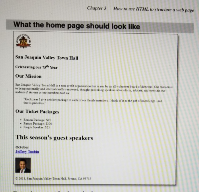 Solved Exercise 3-1 Enter the HTML for the ho In this | Chegg.com