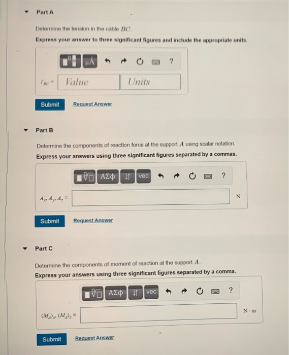 Solved The Member Is Supported By A Pin At A And Cable BC. | Chegg.com