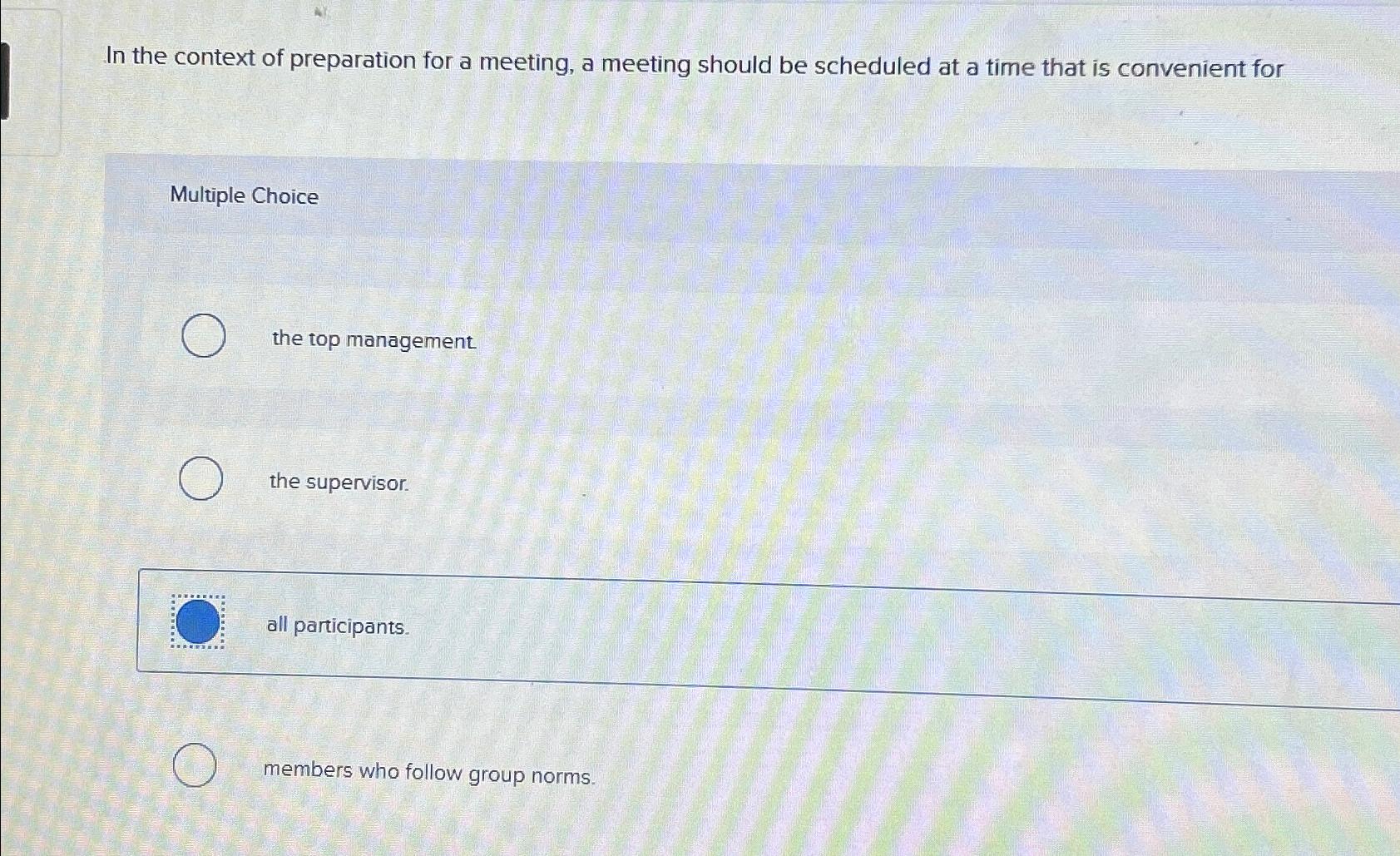 Solved In the context of preparation for a meeting, a | Chegg.com