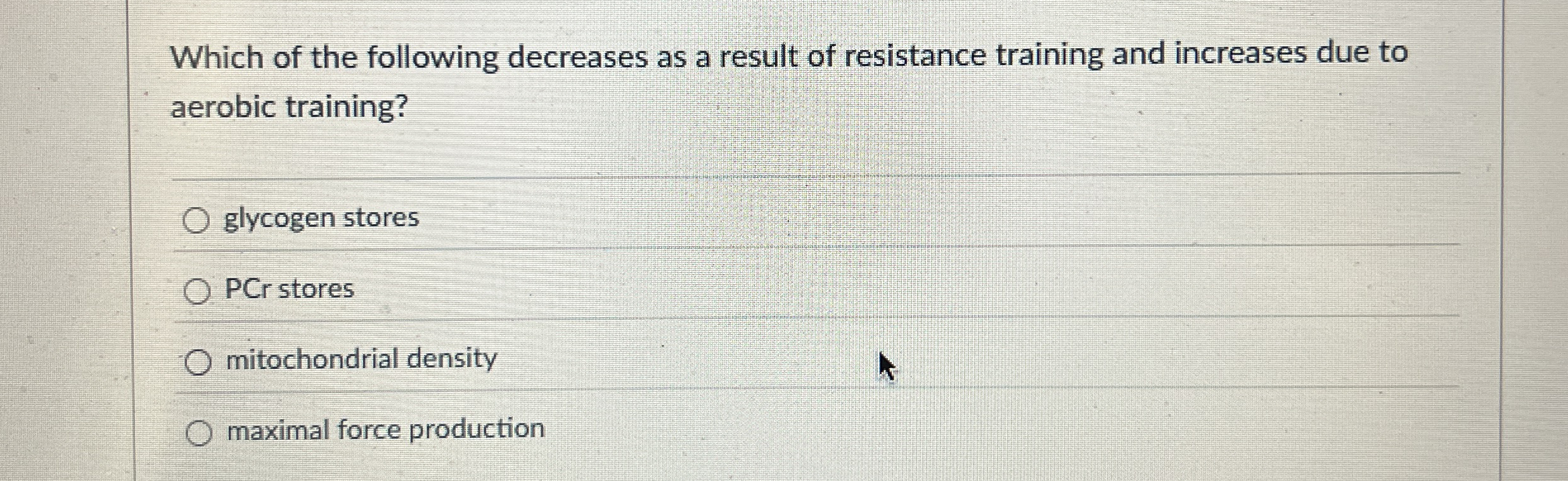 Solved Which of the following decreases as a result of | Chegg.com
