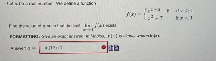 Solved Let a be a real number. We define a function | Chegg.com