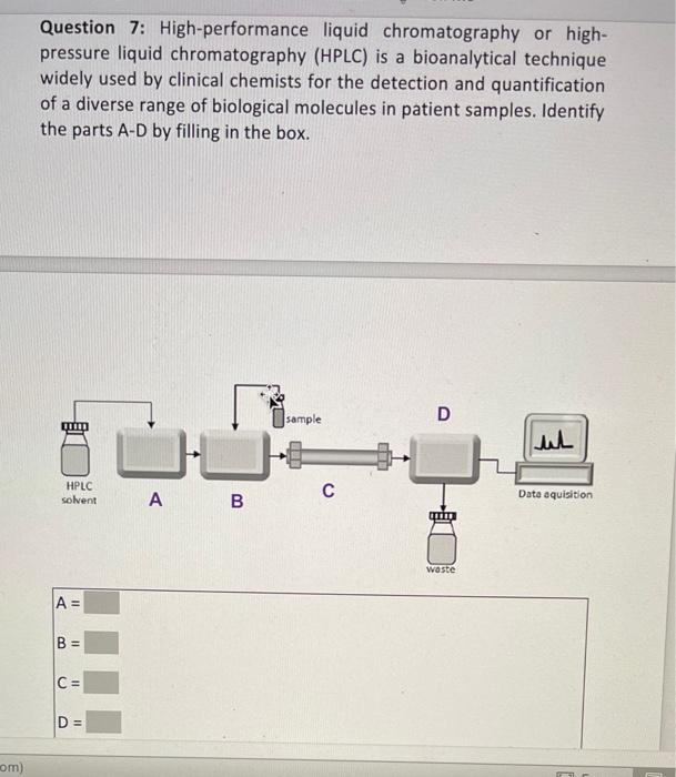 Solved Question 7 High Performance Liquid Chromatography Or Chegg Com