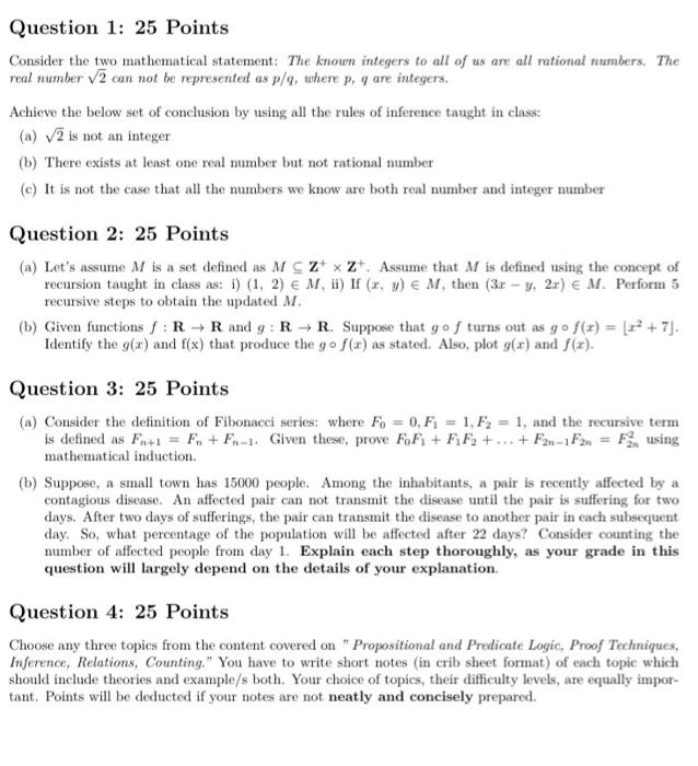 Solved Question 1: 25 Points Consider the two mathematical | Chegg.com