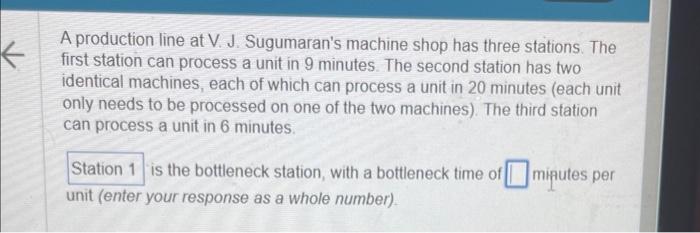 Solved A production line at V. J. Sugumaran's machine shop | Chegg.com