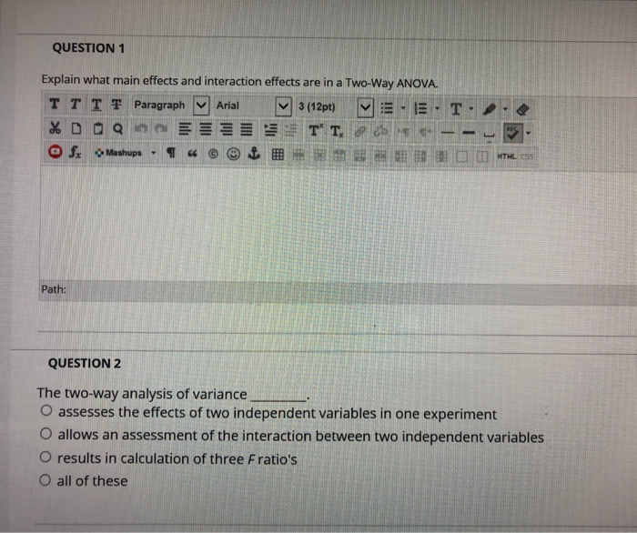 Solved QUESTION 1 Explain what main effects and interaction | Chegg.com