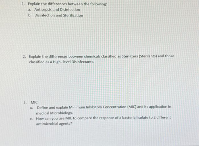 Solved 1. Explain the differences between the following: a. | Chegg.com