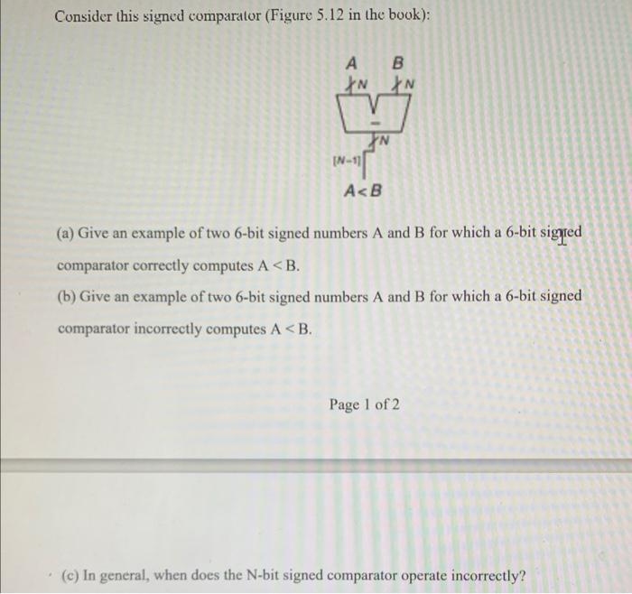 Solved Consider This Signed Comparator (Figure 5.12 In The | Chegg.com