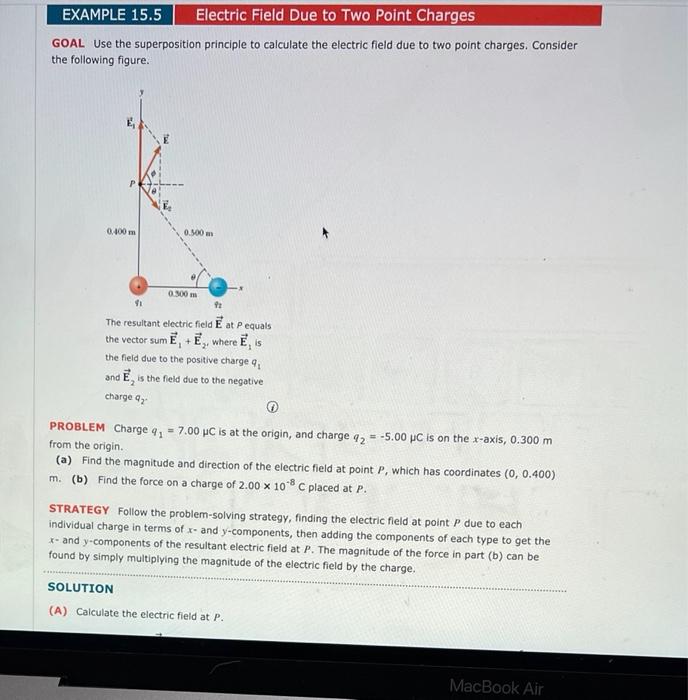 Solved EXAMPLE 15.5 Electric Field Due to Two Point Charges | Chegg.com