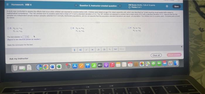 Solved A study was conducted to the effects occur when | Chegg.com