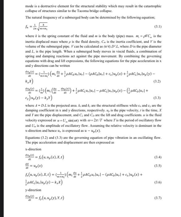 Solved Part 3: Vortex Induced Vibrations (27 marks) The | Chegg.com