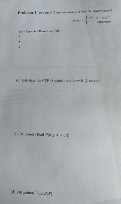 Solved E 5 Points Find Var X Problem 2 20 Points