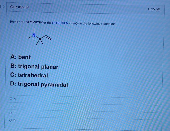 Solved Please identify the type of hybridization (sp, sp2, | Chegg.com