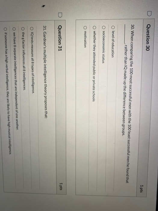 Solved Question 30 1 pts 30. When comparing the 100 most | Chegg.com