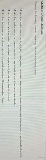Solved Multiple Choice QuestionWhich of the following is | Chegg.com