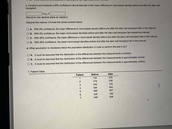 Solved c. Construct and interpret a 95% confidence interval | Chegg.com