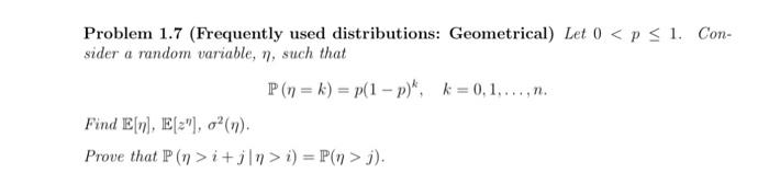 Solved Problem 1.7 (Frequently used distributions: | Chegg.com