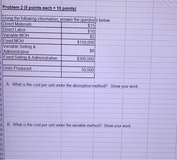 Solved Problem 2 (5 points each = 10 points) Using the | Chegg.com