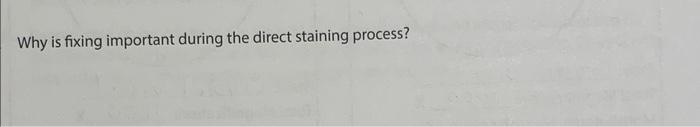 Solved Why is fixing important during the direct staining | Chegg.com