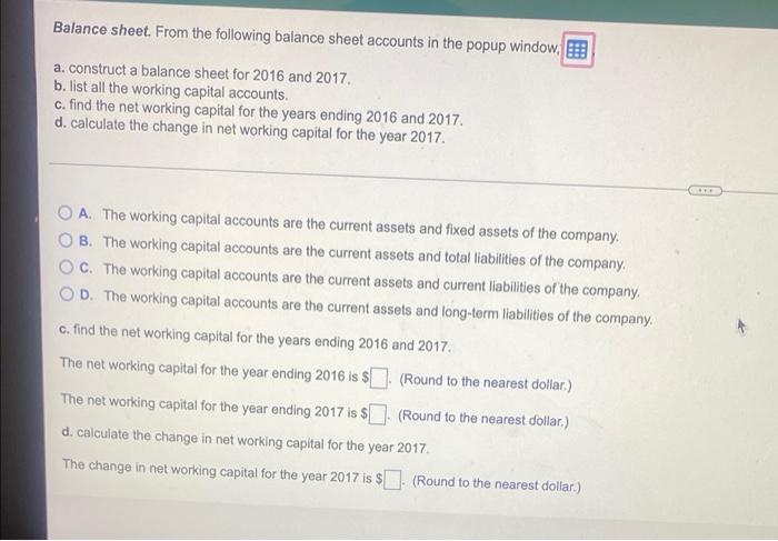 Solved Balance Sheet From The Following Balance Sheet | Chegg.com