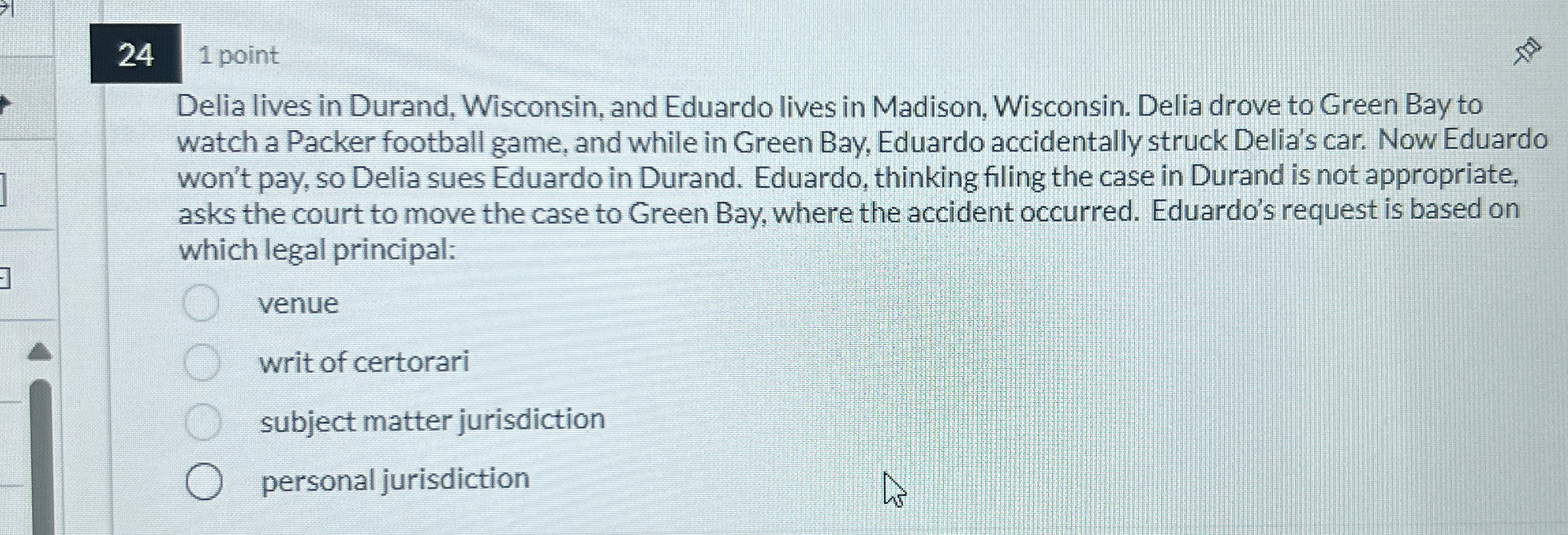 Solved 241 ﻿pointDelia lives in Durand, Wisconsin, and | Chegg.com