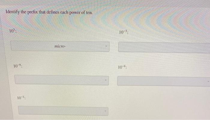micro prefix power of 10