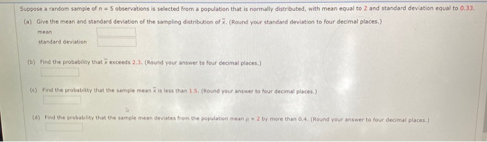 Solved Suppose a random sample of n = 5 observations is | Chegg.com