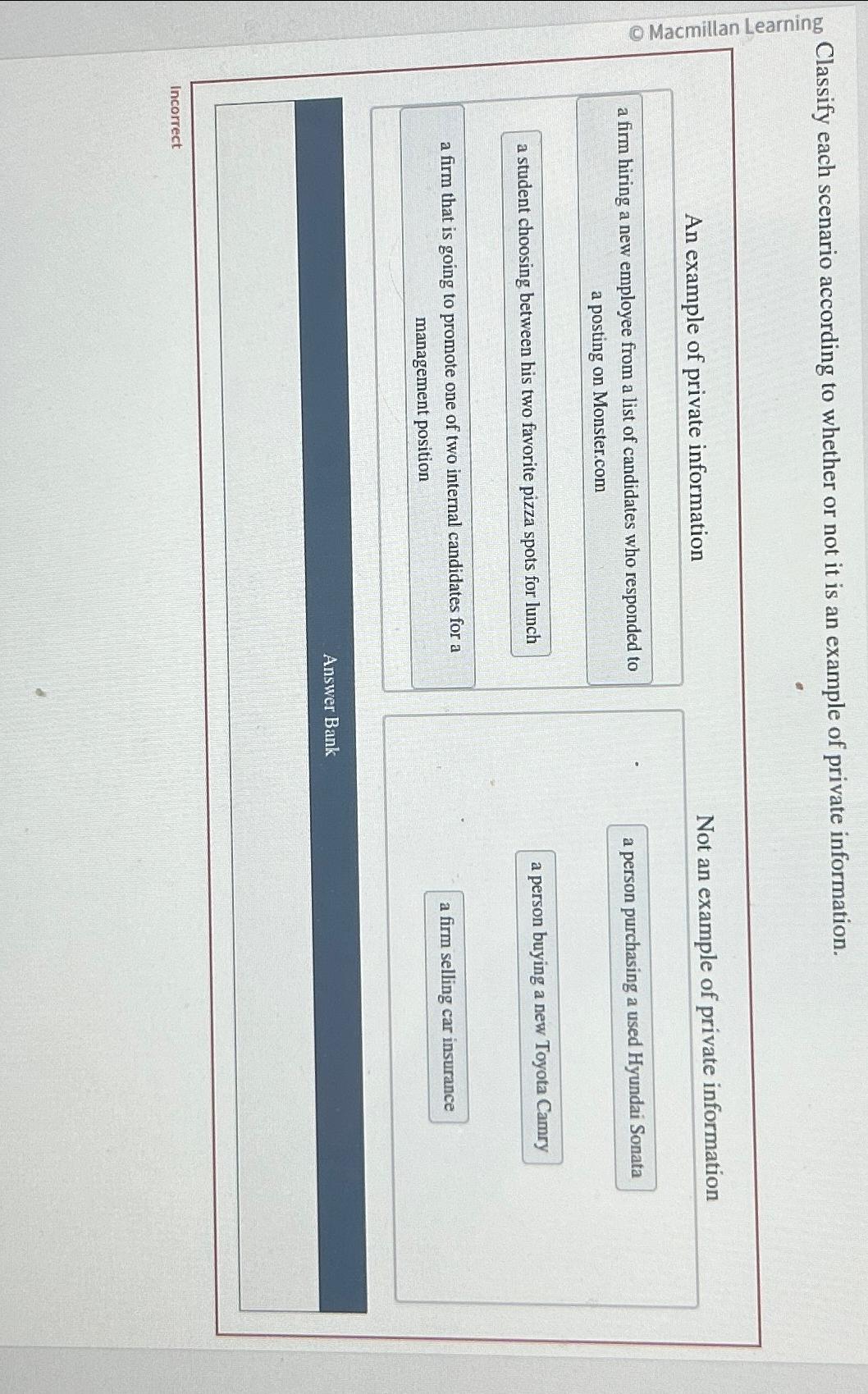 Solved Classify each scenario according to whether or not it | Chegg.com
