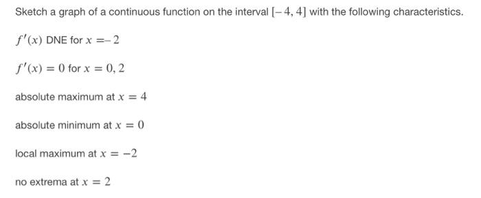 Solved Sketch a graph of a continuous function on the | Chegg.com