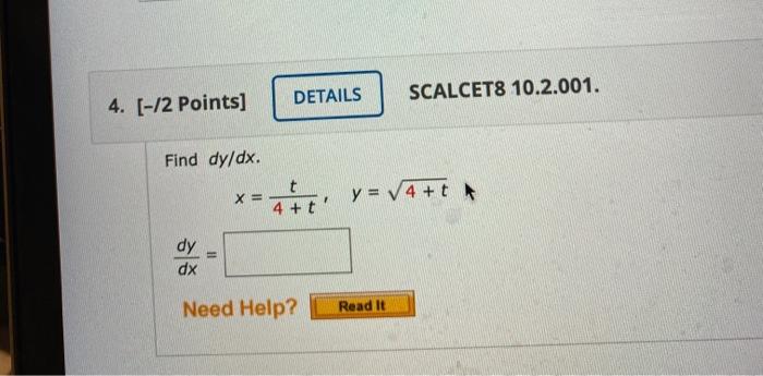 Solved DETAILS SCALCET8 10.2.001. 4. [-12 Points] Find | Chegg.com