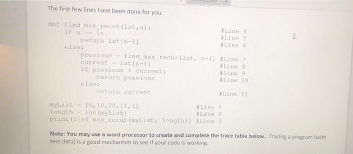 Solved Question 1 Trace (by hand) execution of the following | Chegg.com image.