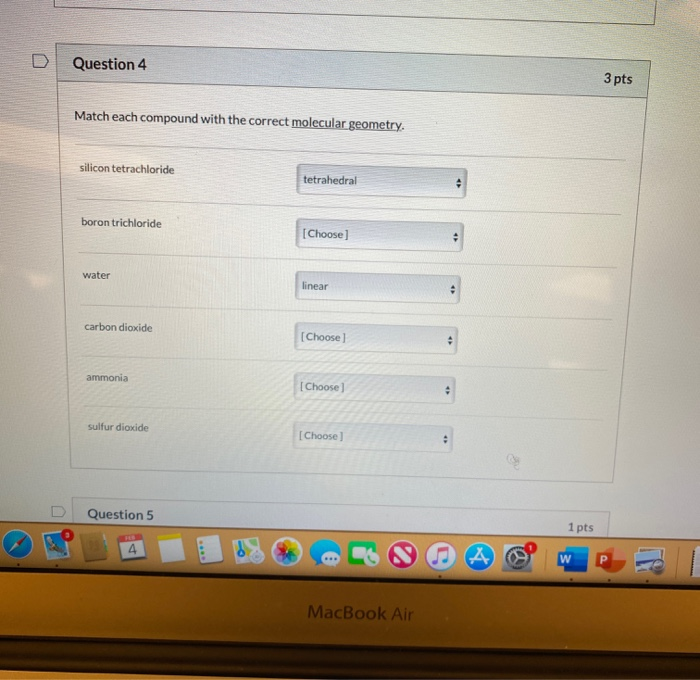 Solved Question 4 3 pts Match each compound with the correct | Chegg.com