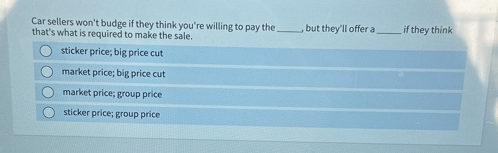 Solved Car sellers won't budge if they think you're willing